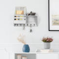 Wall Mounted Wooden Mail Organizer and Metal Hooks